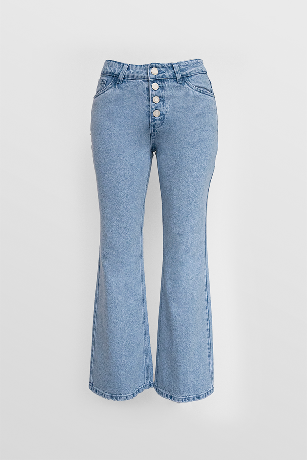 SS24 0111 MOM FLARE SEMI CADERA BOTONES LISO