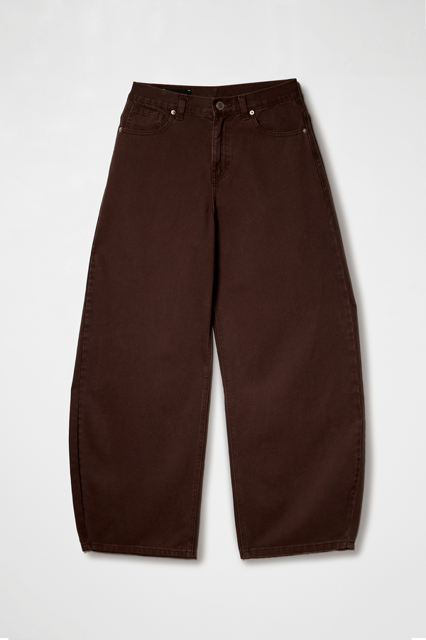 PANTALON WIDE LEG GLOBO C CINTURON CINCH LISO 0364 FW25 MARRON